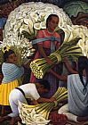 Diego Rivera Canvas Paintings - The Flower Vendor, 1949